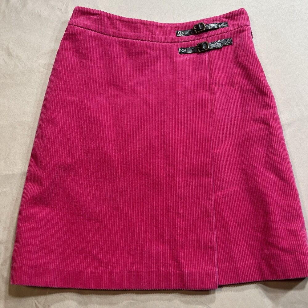Boden Pink Corduroy Wrap Skirt Size US 6L UK 10L Buckle Detail Mini A-Line